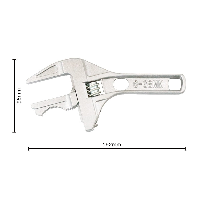 6-68mm Bathroom Wrench Large Open Mini Adjustable Short Handle Shank Aluminum Alloy Universal Spanner Water Pipe Repair Tool