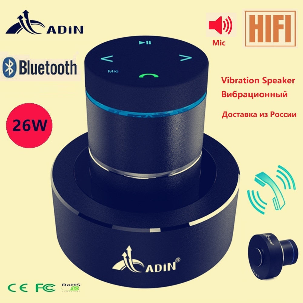 Adin 26w Vibration Bluetooth Speaker Wireless Music Center Outdoor Subwoofer Neighbor Column Audio Portable Vibro Speakers Phone
