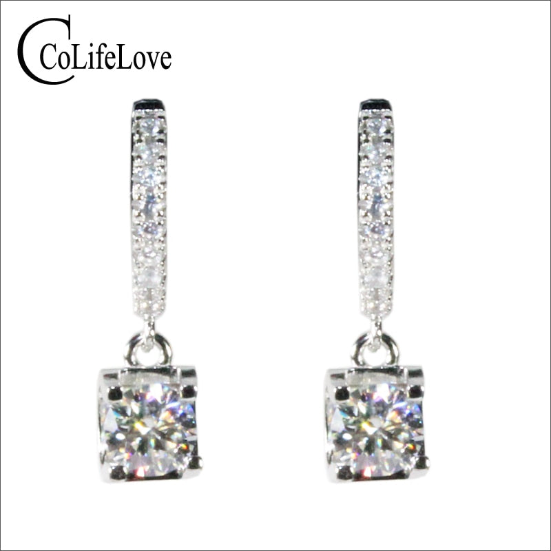 CoLife Jewelry Dazzling Moissanite Dangler for Wedding 0.5ct &amp;1ct F Color Moissanite Drop Earrings 925 Silver Moissanite Eardrop
