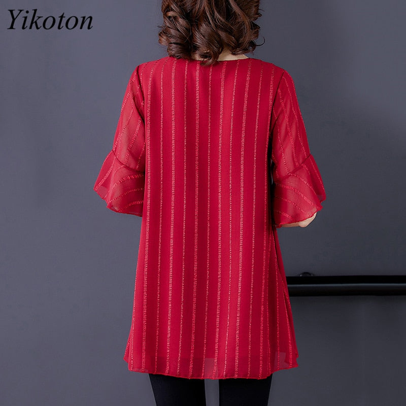 Dress Shirts Summer For Women Blouse Office Clothing Top Female Woman&#39;s Blouses Shirt V-Neck Plus Size Feminine Blusas chemise