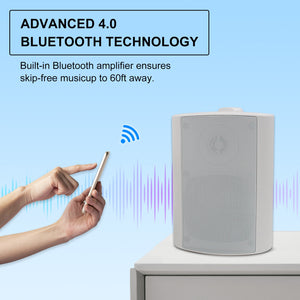 Herdio 4'' Full Range Outdoor Bluetooth Speakers Waterproof Patio Deck Wall Mount Speakers For  Garden Patio Home Swimming pool