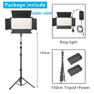 U800 LED Photo Studio Light for Tiktok Youbute Game Live Video Lighting 40W/50W Portable Video Recording Photography Panel Lamp