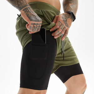 Men&#39;s Running Shorts Camo Gym Fitness Compression Workout Basketball 2 In 1 Tights Quick Dry Training Clothing Sports Shorts Man