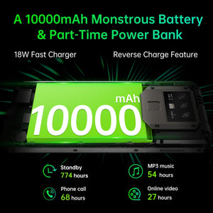 OUKITEL K15 Plus 10000mAh NFC Smartphone 6.52&quot; Android 10.0 Face ID Unlock 4GB RAM 32GB ROM 13MP Triple Cameras Mobile Phone