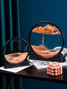 7/12inch Moving Sand Art Picture Round Glass 3D Deep Sea Sandscape In Motion Display Flowing Sand Frame Sand Painting