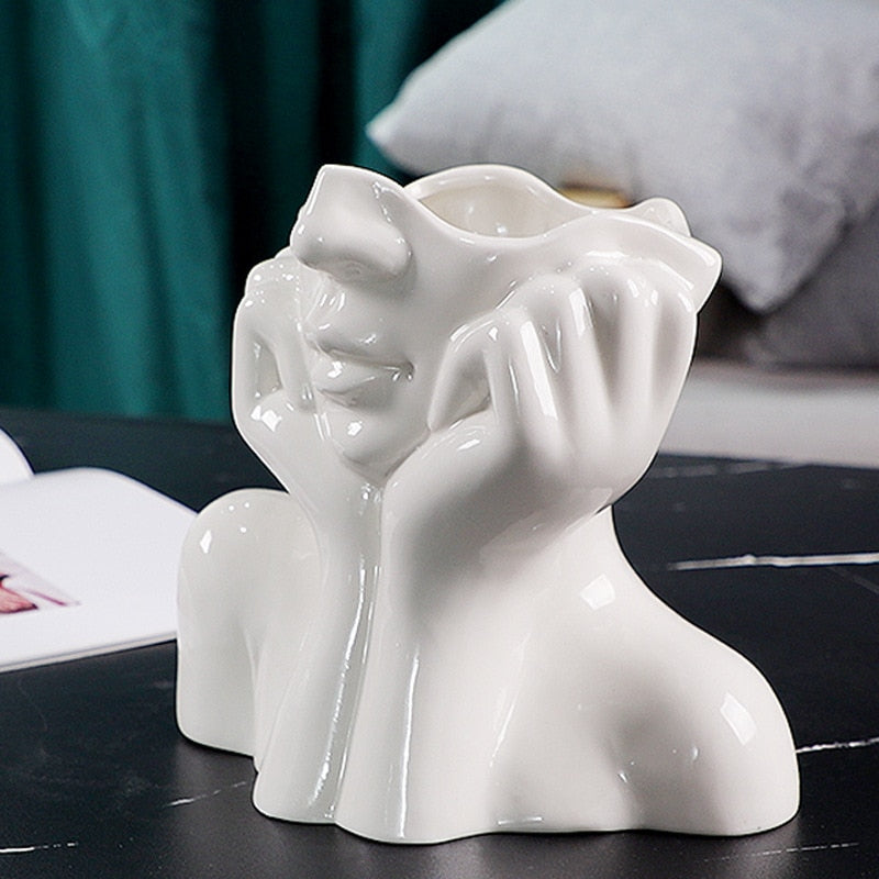 Ceramic Vase Nordic style living room decoration crafts simulation body art ornaments Home Deco Accessories DXUIALOI Flower vase