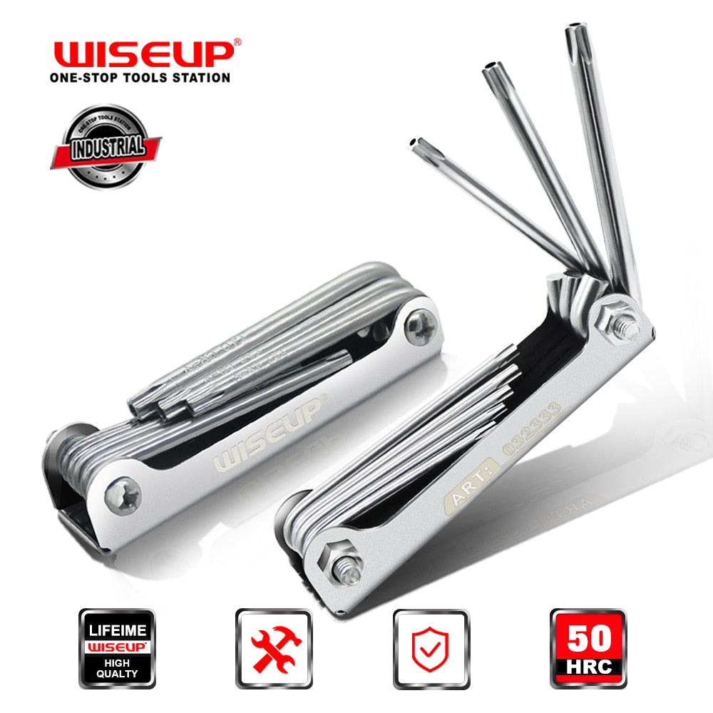 WISEUP Allen Keys Folding Hexagon key set CR-V Folding Screwdriver flat Torx Keys hand tools Portable star key Wrench Set