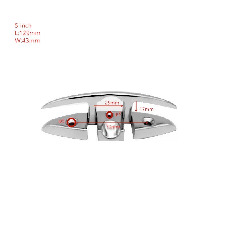 5 inch Stainless Steel Cleat Marine Hardware Foldable Boat Cleats Folding Deck Mooring Cleat Boat Accessories Parts