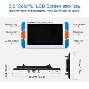 Eyoyo 5.0" inch LCD 3-48X portable Digital Magnifier lupa Electronic video Reading Aid Portable with HDMI 1080 i60 & AV Output