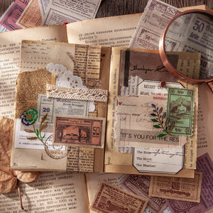 Journamm 20pcs/pack White Kraft Paper Vintage Ticket Scrapbooking Junk Journal Creative Stationery Double-sided Material Paper