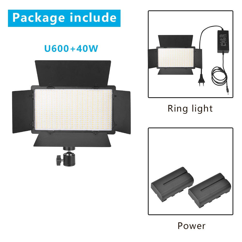 U800 LED Photo Studio Light for Tiktok Youbute Game Live Video Lighting 40W/50W Portable Video Recording Photography Panel Lamp