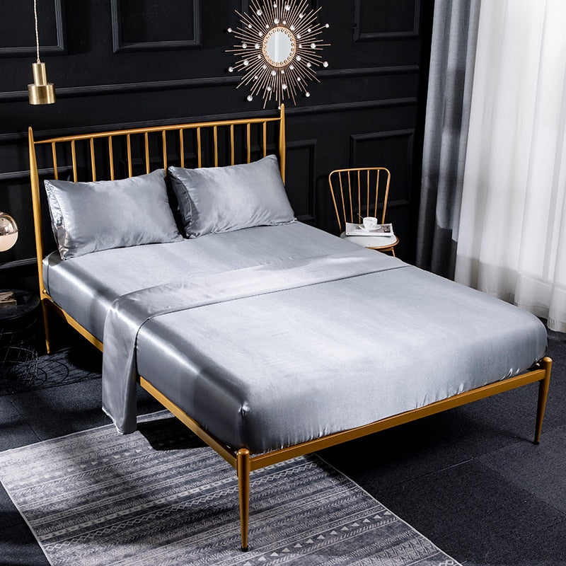 Bedding Set Luxury Queen King Size Set Of Sheets Satin Euro Bed Linens Elastic Bed Cover Sets Bedspreads For Single Double Beds