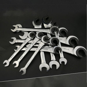 Binoax 12 PCS Tubing Ratchet Wrenches Set Open Flex-head 8-19 MM Oil Spanners Combination Hand Tools Gears Ring Wrench for Car
