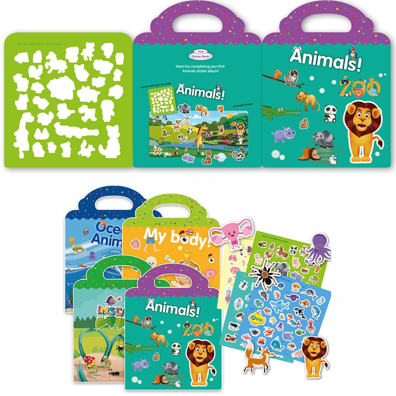 Children's Reusable Stickers Books Kawaii Stationery Stickers for Kids Early Education Cartoon Cute Stickers for Children Gift