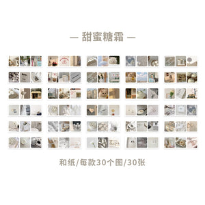 Journamm 30pcs/pack 90patterns/pack Ins Material Stickers Book Scrapbooking Junk Journal Creative Stationery DIY Deco Stickers