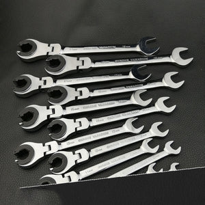 Binoax 12 PCS Tubing Ratchet Wrenches Set Open Flex-head 8-19 MM Oil Spanners Combination Hand Tools Gears Ring Wrench for Car