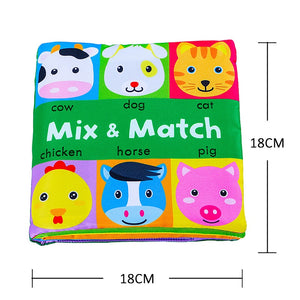 Cloth Book Cartoon Animal Face Matching Torn Baby Stereo Cloth Book Montessori Early Educational Teaching Toddler Books Gifts