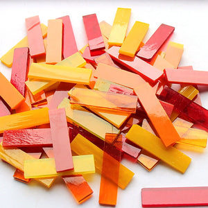 Mixed Color 1 X 4 Cm Square Stained Glass Strip Clear Glass Mosaic Pieces DIY Mosaic Tiles Hobbies Art Crafts Material 100g
