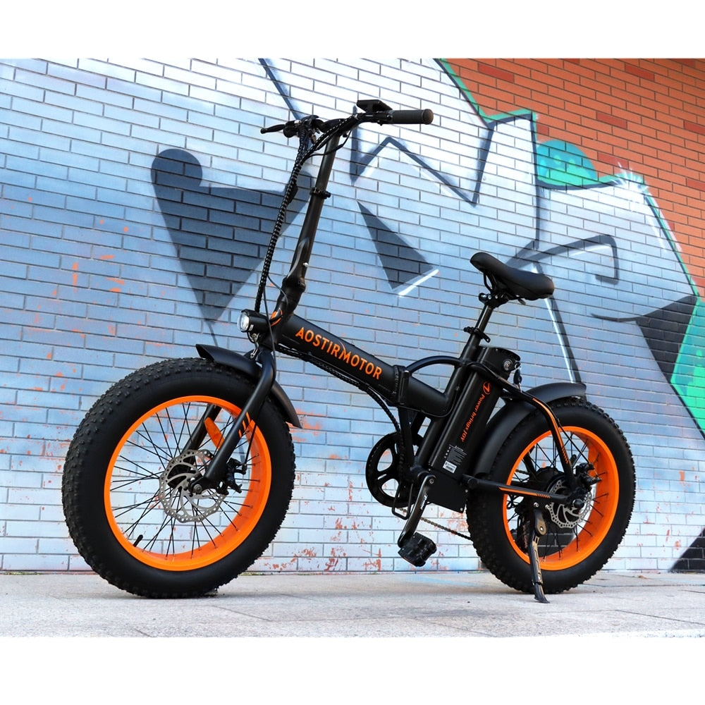 AOSTIRMOTOR A20 Folding Ebike 500W Electric Mountain Bike 20in Tire 36V 13Ah Battery Beach Electric Bicycle Fat Bike For Adult