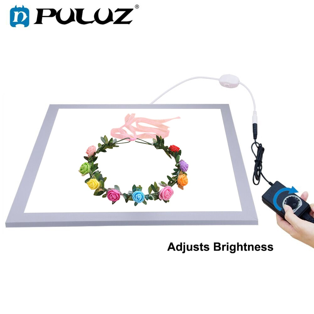 PULUZ 1200LM 15/15in/38x38 cm LED Photography Shadowless Bottom Light Lamp Panel Dimmable for 40cm Photo Studio Shoot Tent Box