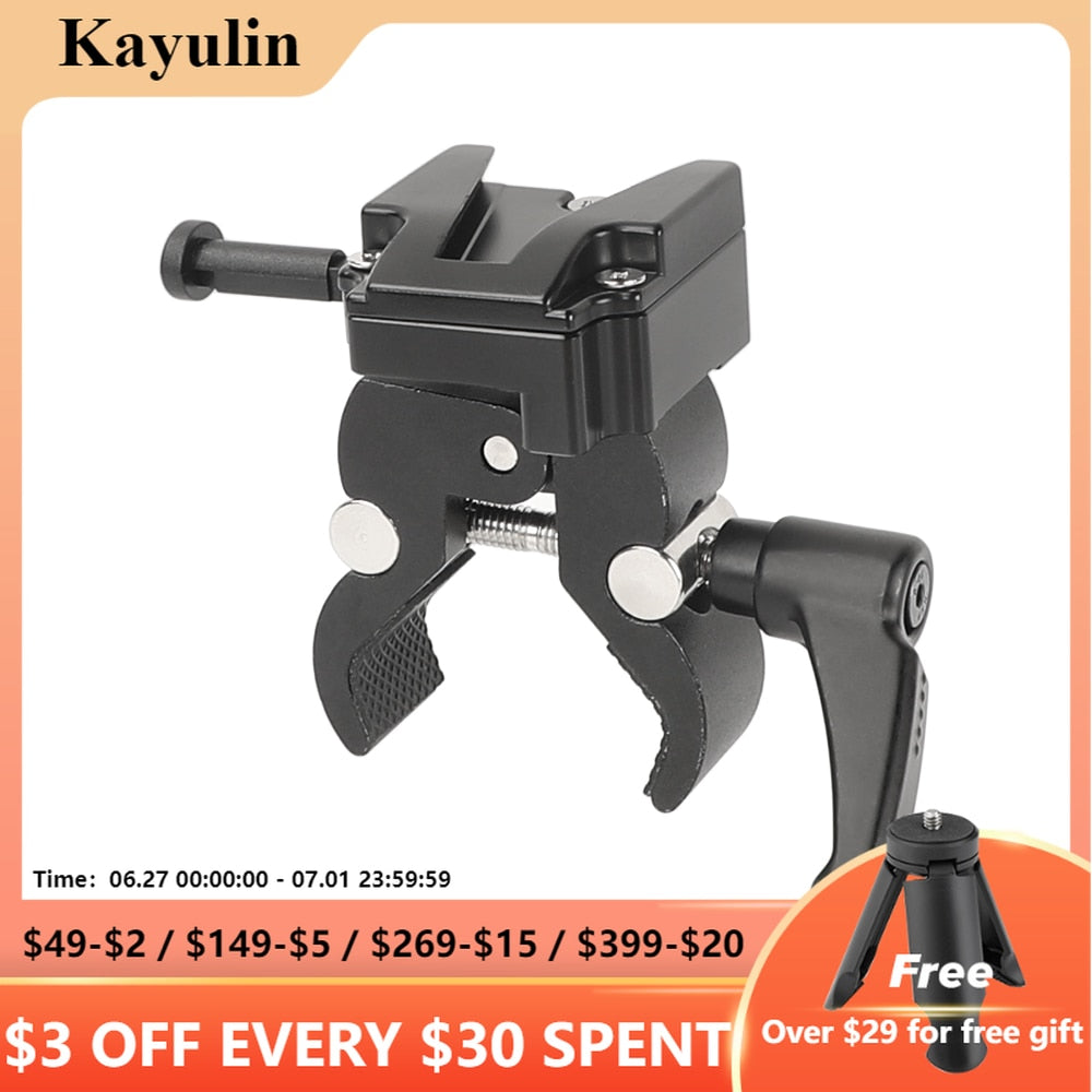 Kayulin Super Crab Clamp With Universal V-Lock Mount Quick Release Adapter For DSLR Camera Battery Photo Studio Accessory