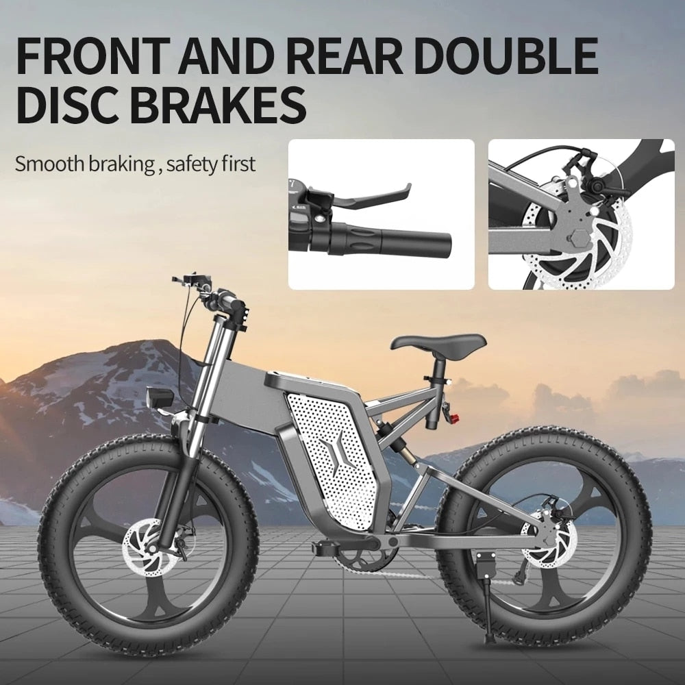 EKX X20 Electric Bike Mountain Moped Ebike 20 Inch Fat Tire 2000W 48V 30AH Men&#39;s Road EBike Electric Bicycle For Adults E Bikes