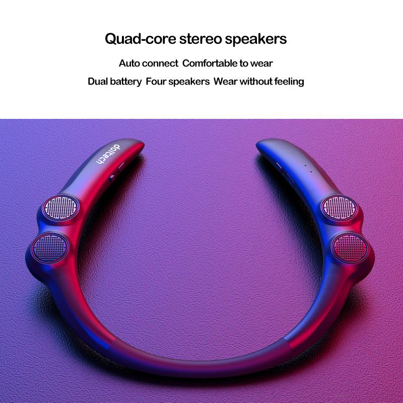 Hang Neck Bluetooth Speaker Wireless 9D Stereo Bass Portable Wearable Player 85g Weight light 4 Speakers for Game Call Sports