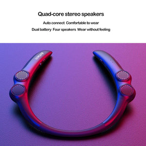 Hang Neck Bluetooth Speaker Wireless 9D Stereo Bass Portable Wearable Player 85g Weight light 4 Speakers for Game Call Sports