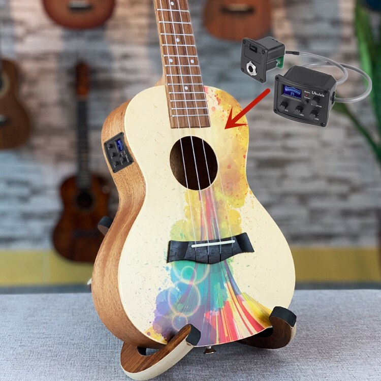 Ukulele Top Solid Acoustic Electric Concert 23 Inch No Logo Color Hawaiian Guitar Ukelele Spruce Mahogany Guitarra