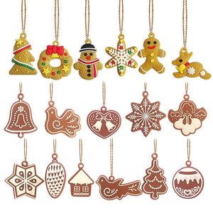 6/11Pcs Gingerbread Man Christmas Ornaments Deer Snowman Chrismas Tree Pendant Decoration New Year Navidad Decor Party Supplies