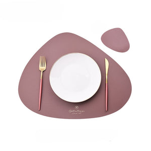 Inyahome PU Placemats for Table Waterproof Non-Slip Insulation Leather Place Mats Set Nordic Style Christmas Coaster Cup Mat