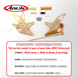 Arashi Spare Parts Adjustable Rearsets Replacement Shift Linkage Lever Gear Selector Motorcycle Footrest Spare Parts Foot Pegs