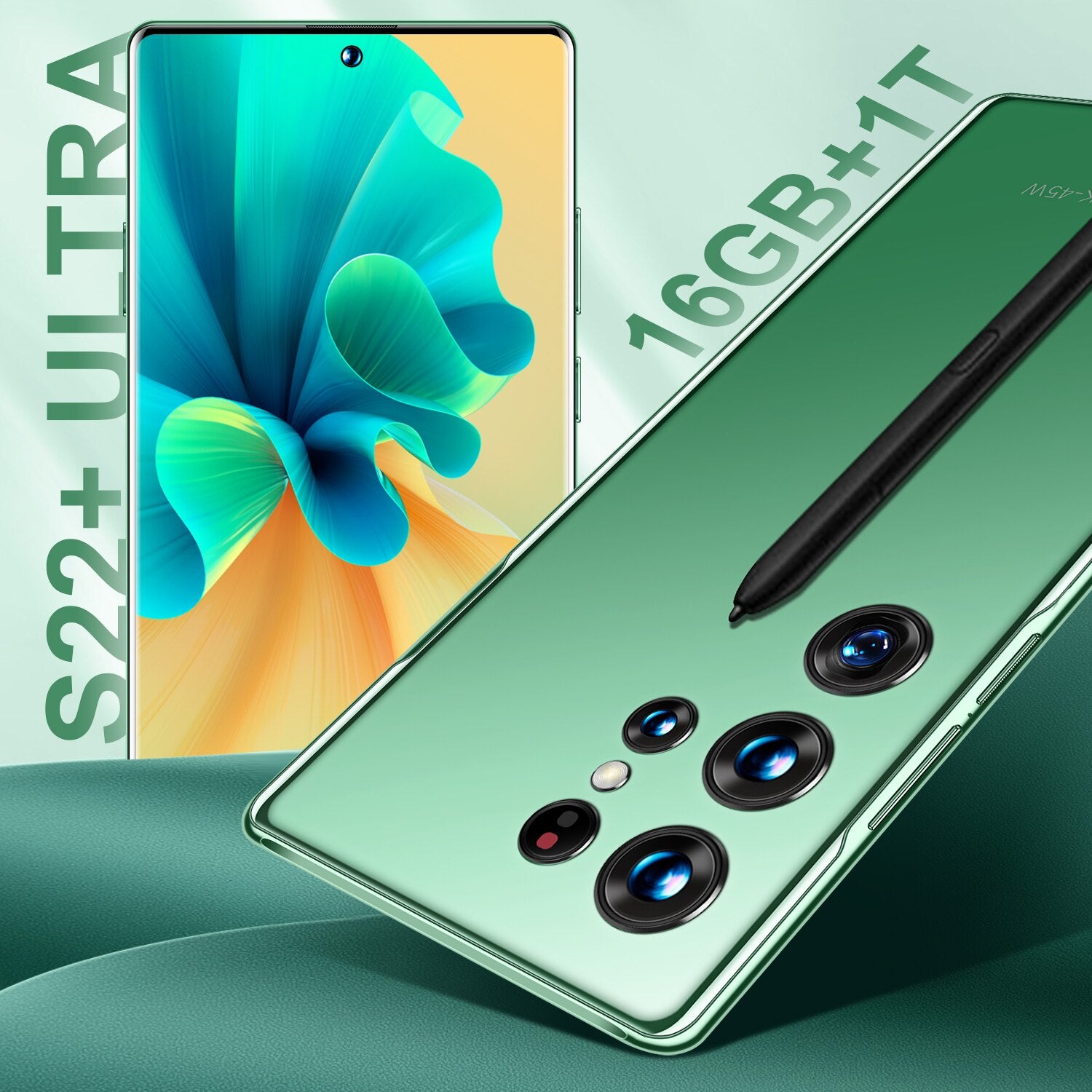 NEW S22+ Ultra 16GB+1T 7.3 Inch Full Screen 48+100MP 7300mAh Smart Phone Andriod 12 Mobilephone Qualcomm Gen1 with Google Play