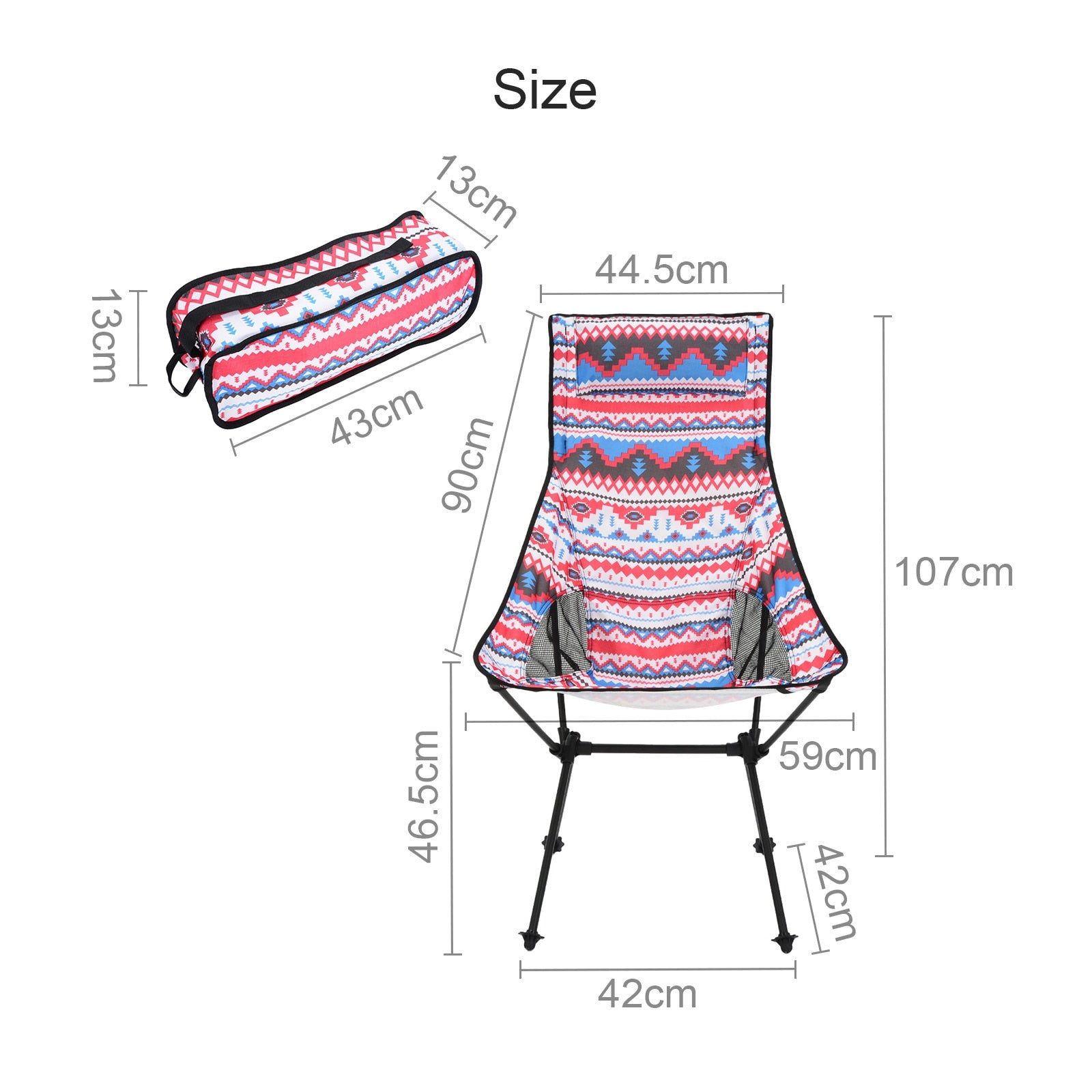 Ultralight Portable Folding Chair Garden Chair Ethnic Customs with Storage Bag and Pillow Aluminum Bracket Outdoor Fishing Camp