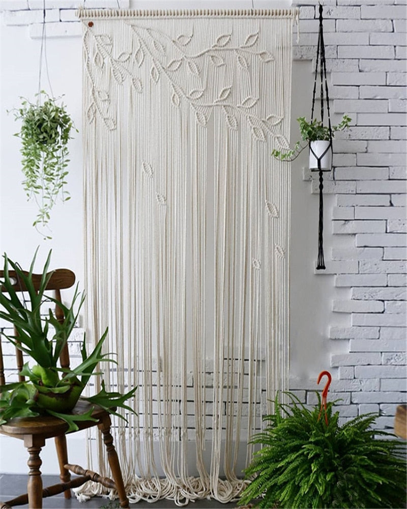 Hand-woven Macrame Cotton Door Curtain Tapestry Wall Hanging Art Tapestry Boho Decoration Bohemia Wedding Backdrop Tapestry