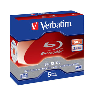 Verbatim Blu-Ray Disc BD-RE DL 50GB 2X BDRE Blank Bluray Disks Dual Layer Rewritable 5pack