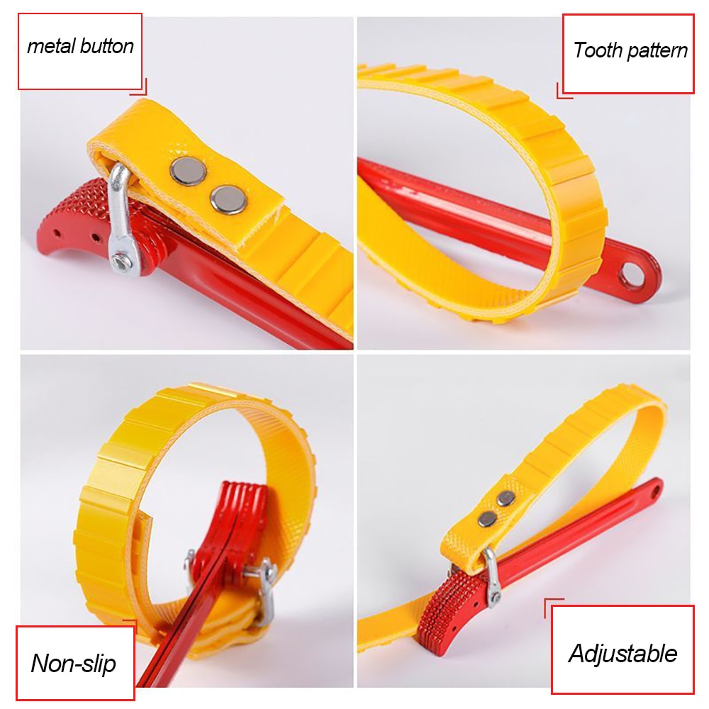 Belt Wrench Oil Filter Puller Adjustable Strap SpannerChain Jar Lids Cartridge Disassembly Tool Strap Opener Plumbing Tools