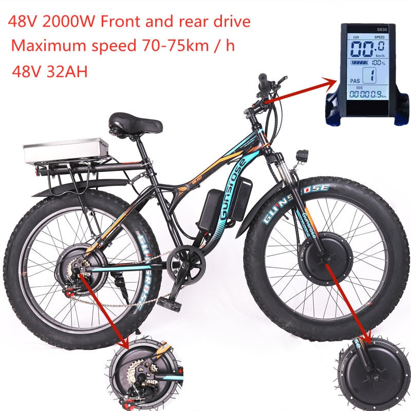 Electric Bicycle 48V2000W Sport Mountain Electr Bike 32AH Fat Tire Snow Electric Bike Lithium Battery ebike Electrical Bicycle