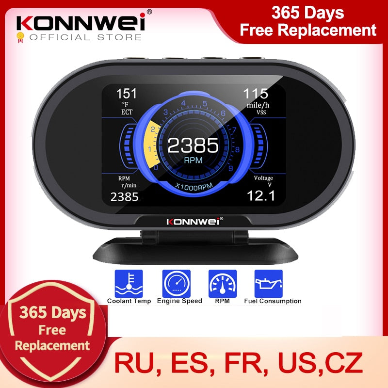 KONNWEI  KW206 OBD2 On-Board Computer Auto Car Digital Computer Display OBD 2 Scanner Fuel Consumption Water Temperature Gauge