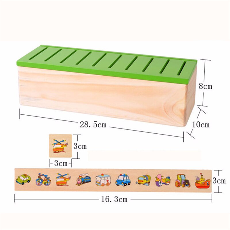 Kids Montessori Sorting Box Learning Fruit Digital Vehicle Shape Cognition Classified Toys Wooden Cards Puzzles Early Education