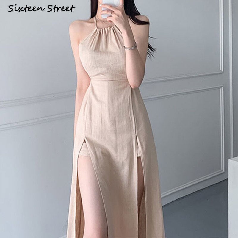 Chic White Dress Women Sleeveless 2022 O-neck Puff High Waisted Party Dresses Creasing Elegant Woman's Clothing OL Vestido