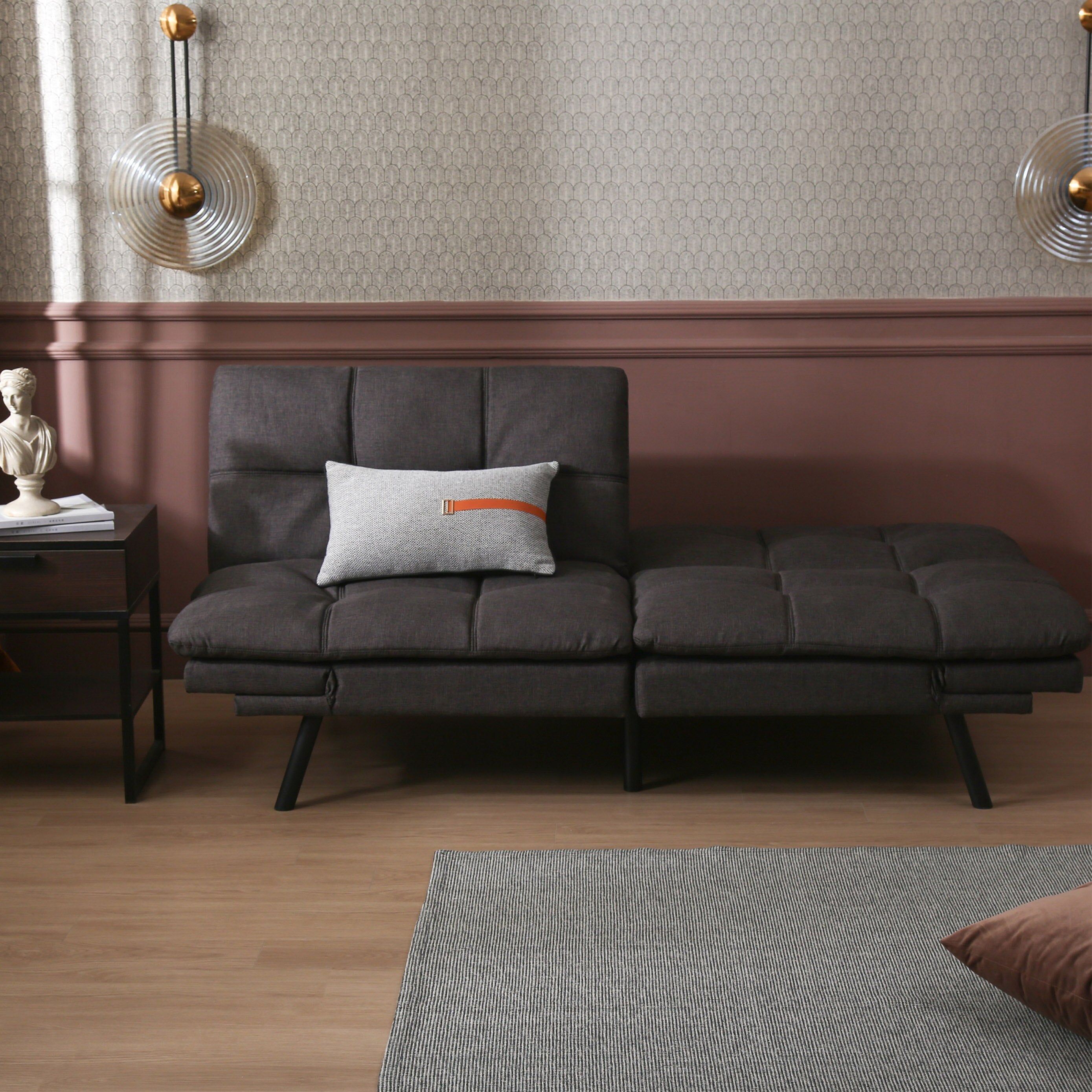 Convertible Memory Foam Futon Couch Bed  Modern Folding Sleeper Sofa Sofa Bed for Living Room