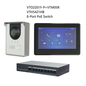 DH Multi-Language IP Video Intercom KIT,VTO2201F-P & VTH5421HW /VTH5421HB & PoE switch,support SIP, replace VTO2202F-P-S2