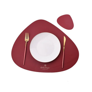 Inyahome PU Placemats for Table Waterproof Non-Slip Insulation Leather Place Mats Set Nordic Style Christmas Coaster Cup Mat