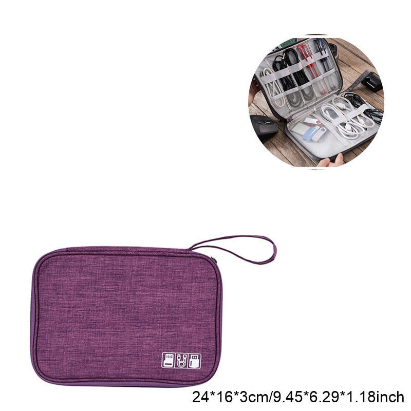 Travel Wire Bag Portable Waterproof Cable Pouch USB Electronics Charger Organizer Digital Gadget Kit Cosmetic Case Accessories