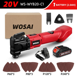 WOSAI 20V Electric Multifunction Oscillating Multi-Tools 6 Variable Speed Cordless Trimmer Saw Renovator Electric Saw Power Tool