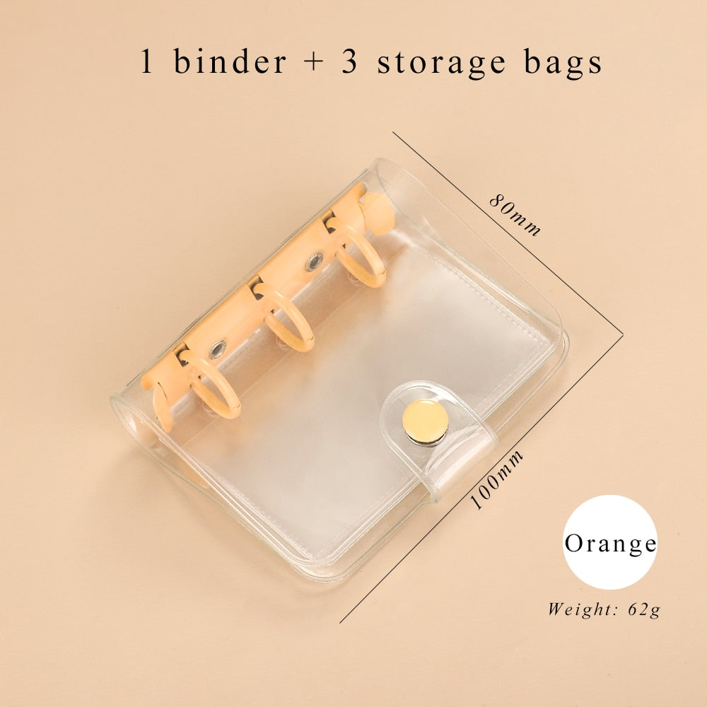JIANWU Creative Cute Transparent 3 ring Mini Loose-leaf Hand Book Student Portable Notebook ring binder Kawaii School Supplies