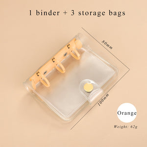 JIANWU Creative Cute Transparent 3 ring Mini Loose-leaf Hand Book Student Portable Notebook ring binder Kawaii School Supplies