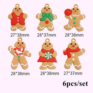 6/11Pcs Gingerbread Man Christmas Ornaments Deer Snowman Chrismas Tree Pendant Decoration New Year Navidad Decor Party Supplies