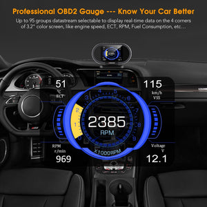 KONNWEI  KW206 OBD2 On-Board Computer Auto Car Digital Computer Display OBD 2 Scanner Fuel Consumption Water Temperature Gauge